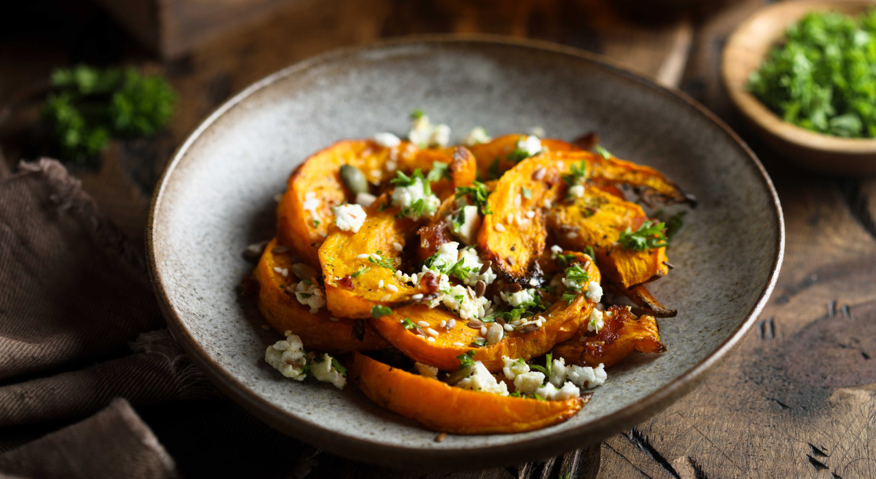 Gebackener Kürbis mit Schafkäse