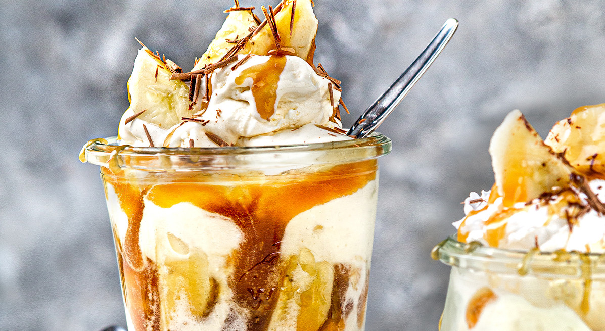 Banoffee-Dessert im Glas mit Leicht & Cross Boden