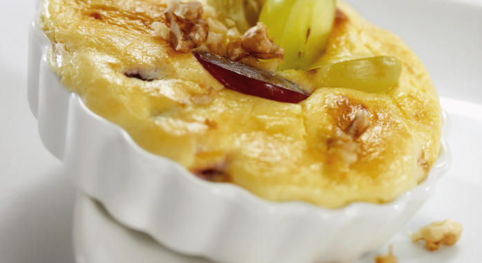 Überbackene Trauben mit Käseschaum