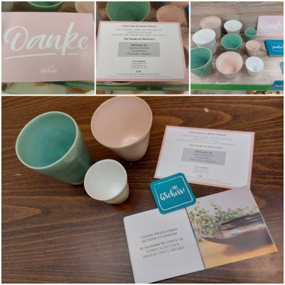 Handgefertigte Tonkaffeebecher von "mei Gschirr"